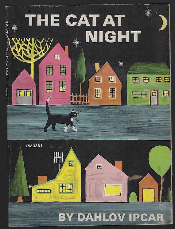 Cat at Night by Dahlov Ipcar 1969 Vintage Scholastic Picture Book