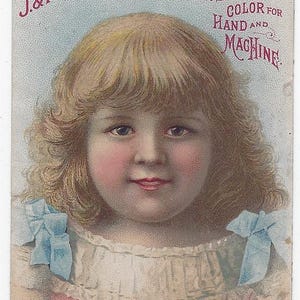 Cartões comerciais vitorianos de J.P. Coats' Thread com lindas crianças, propaganda antiga