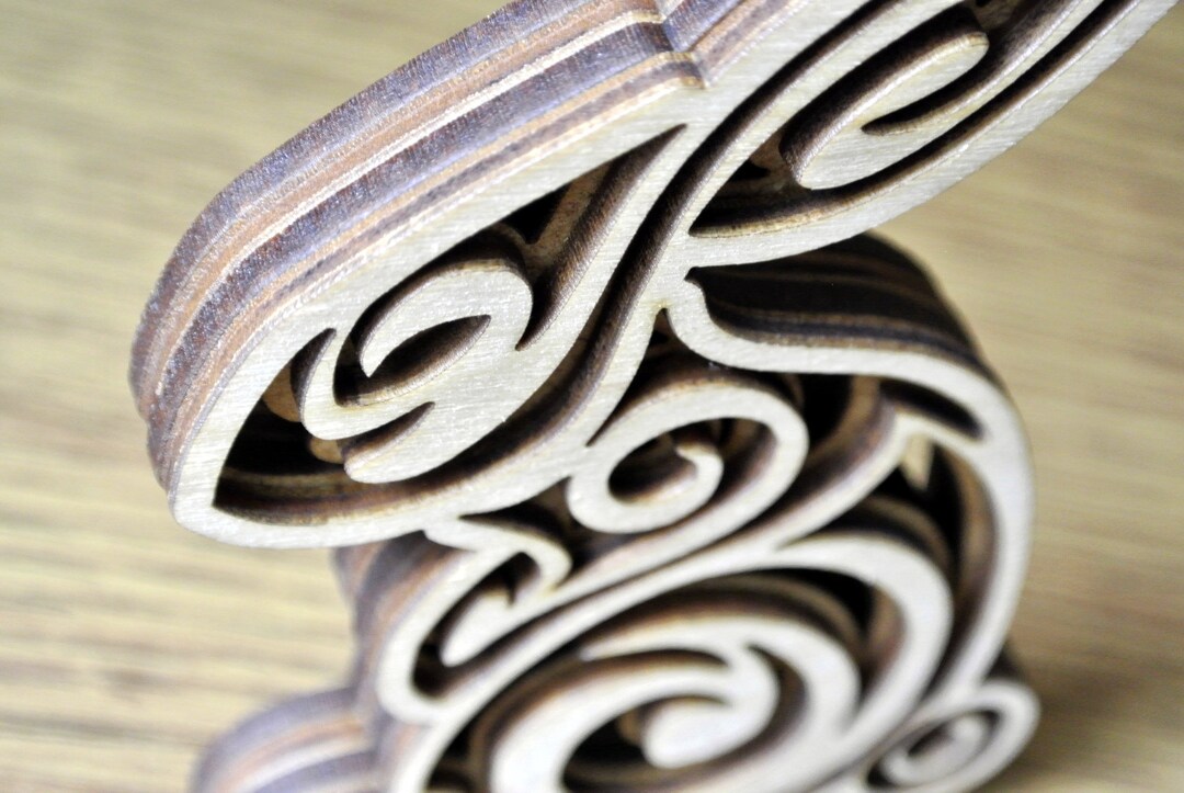 W - Tribal Bunny - Cnc (laser, Router), Scroll Saw Pattern (svg, Dxf ...