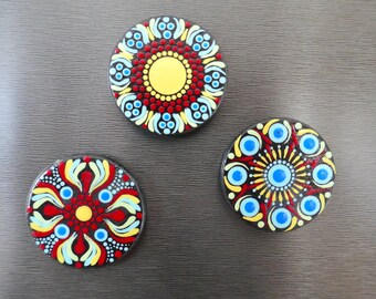 3er Set MandaLa-Magnete bunt