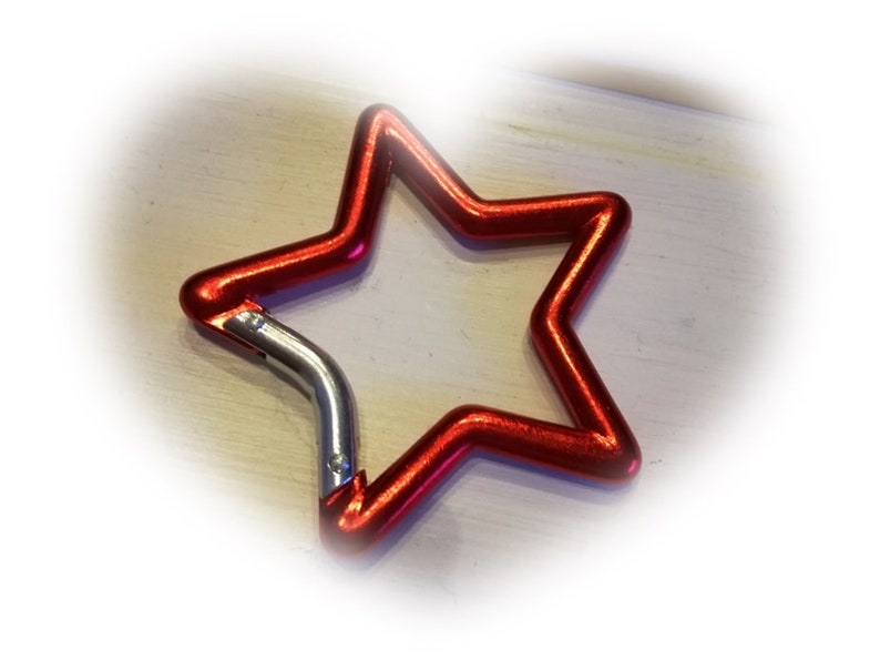 Carabiner Star silver, red and black anodized Rot