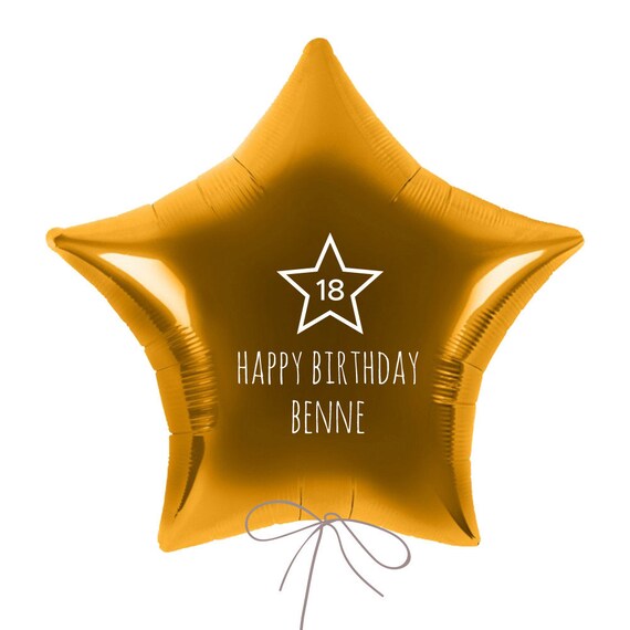 Balloon Star Gold Personalized With Name Motif Etsy