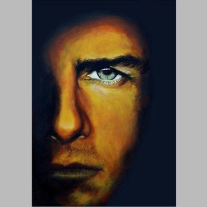 Tom Cruise/Daniel Craig Acrylic Painting, Realistic Portrait of a Man, Pop Culture Wall Art, Hand Painted Realistic Expression
