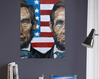 Abraham Lincoln Poster - Geschenke für Büromänner Dekor, Amerikanische Geschichte Kunstdruck, Präsident Lincoln Gemälde, Politische Poster