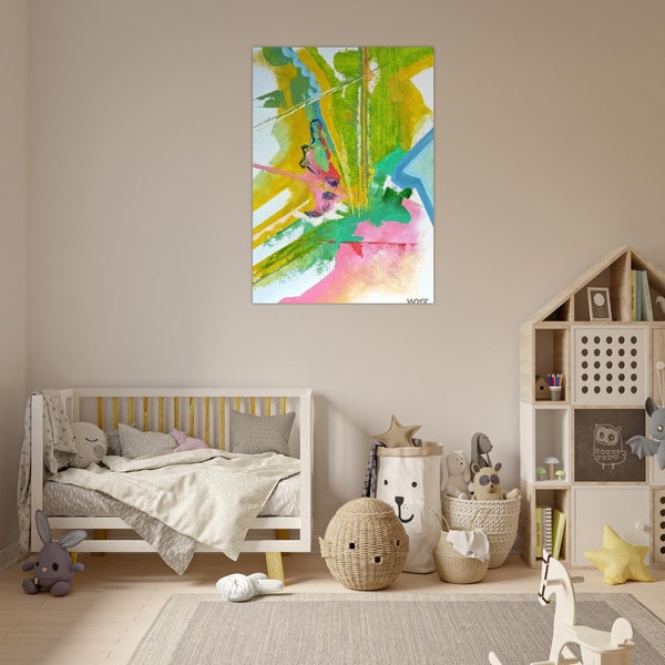 Buntes Kinderzimmer-Dekor, abstraktes Poster, kinderfreundliche Wandkunst, perfekt für Spielzimmer oder Kinderzimmer und  Kinderspaß-Poster