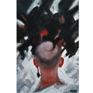 Pensées sombres Peinture à l’huile originale, Photographie spontanée inspirée, Cadeau d’art d’inspiration créative, Art illustratif unique