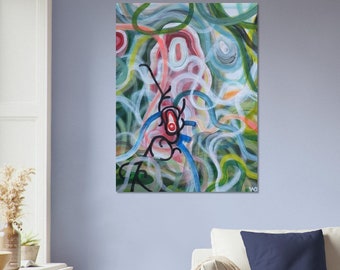 Buntes Linienposter - Großer Gemäldedruck für Wohnzimmerdekoration, abstraktes Kunstwerk - druckbare Wohndekoration, Einweihungsgeschenke