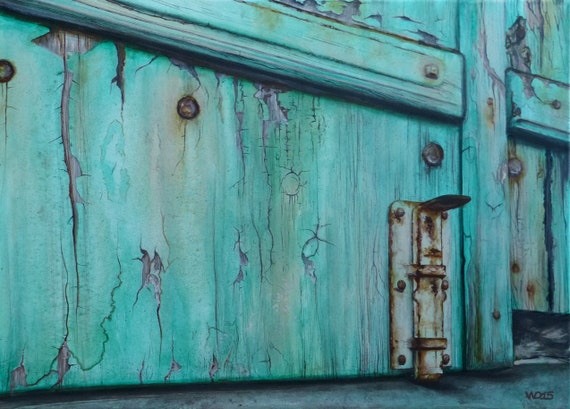 Riegel-Acrylgemälde historischer Gebäude, fotorealistisches Dekor, nostalgische alte Wandkunst, Altes Fernster für Architekturbegeisterte