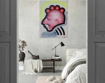 Clown-Kopf-Poster, abstrakte Kunst, Malerei Wohnzimmer Drucke, druckbare Wandkunst, Poster Drucke, Geschenke für Mann, Einweihungsgeschenk
