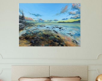 Stille Bucht Wales Poster – Geschenke für Sie – Bucht Poster – Kunst & Sammlerstücke – Georgian Bucht Kunstdruck Poster- zarte Landschaft