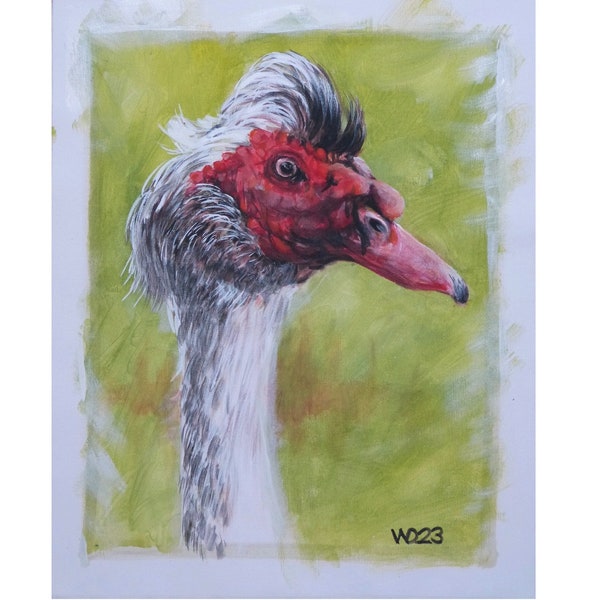 Peinture acrylique originale - canard musqué