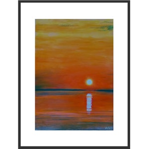 Tramonto 20, quadro tramonto, magico, riflesso nell'acqua, quadro arancione, quadro realistico, paesaggio marino, per le mie cornici