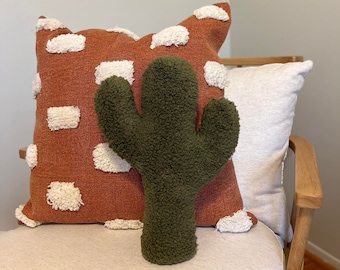 Plush Sherpa Cactus Pillow - Cactus Shaped Pillow, Sherpa Decor