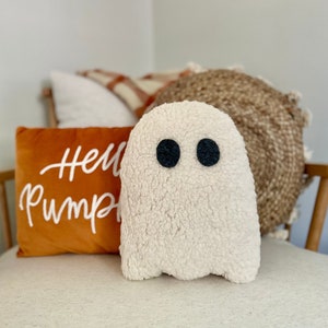 Plush Ivory Sherpa Ghost Pillow - Halloween Pillows, Halloween & Fall Decor, Sheet Ghost Pillow, Ivory Ghost Pillow