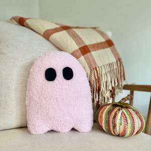 Plush Pink Sherpa Ghost Pillow - Halloween Pillows, Halloween & Fall Decor, Sheet Ghost Pillow, Pink Ghost Pillow