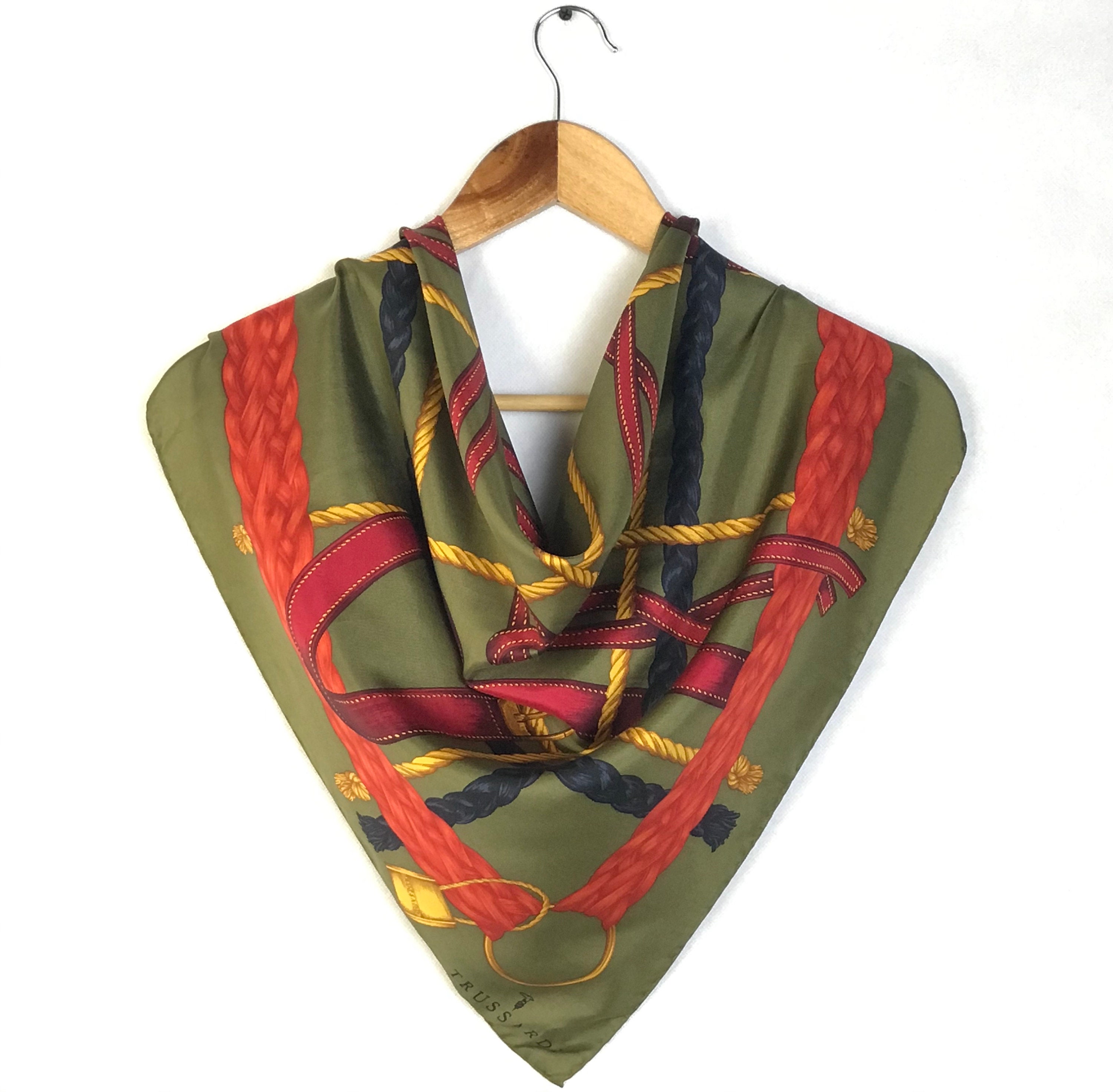 Authentic Trussardi Silk scarf Women Shawl Babushka Wrapped | Etsy