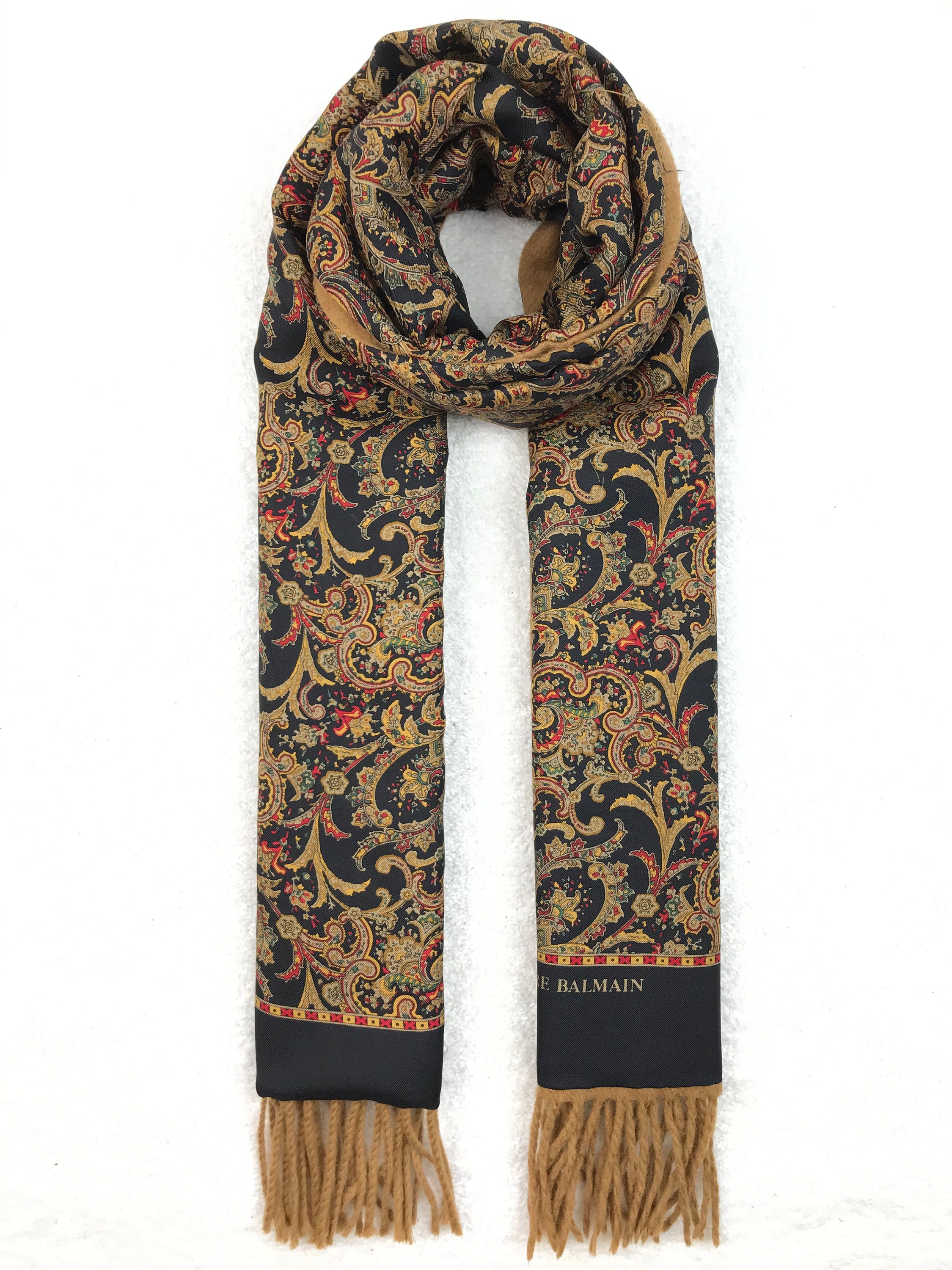 Authentic Pierre Balmain scarf muffler scarves full monogram Etsy