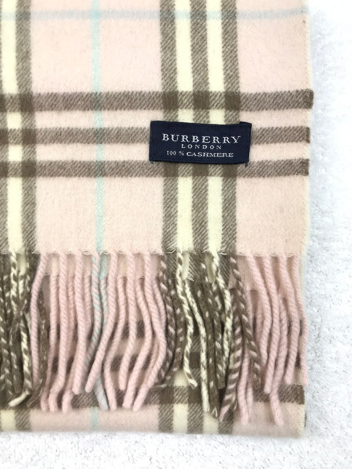 Authentic Burberry scarf muffler scarves soft pink / Cream Etsy
