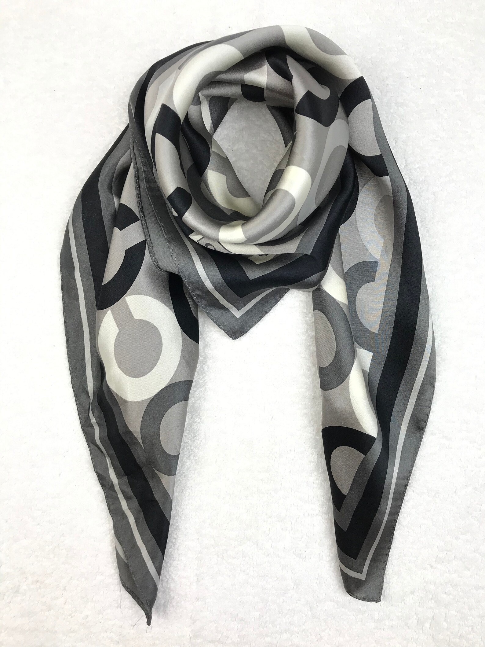 Vintage Coach Silk scarf Monogram Women Shawl Babushka Etsy