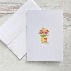 Watercolor Zinnia Bouquet Notecard