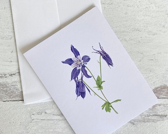 Blue Columbine Flower Card