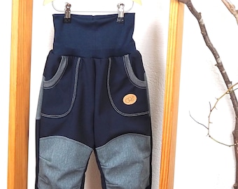 Softshell trousers navy, extra reinforced, grey, outdoor trousers, mud trousers children