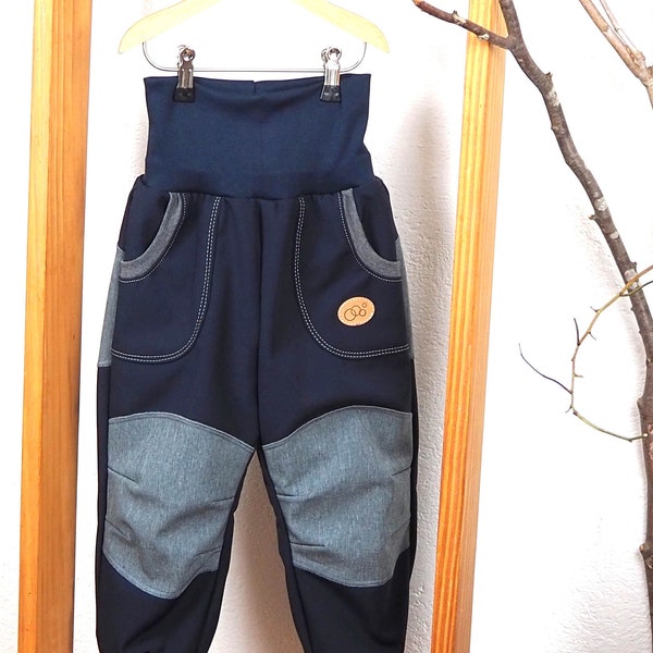 Softshellhose navy, extra Verstärkt, grau, Outdoorhose, Matschhose Kinder