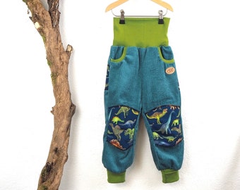 Breitcordhose mint mit Softshellbesatz Dino - Outdoorhose, Speilplatzhose, Mitwachshose mit TaschenHAPPY DINO