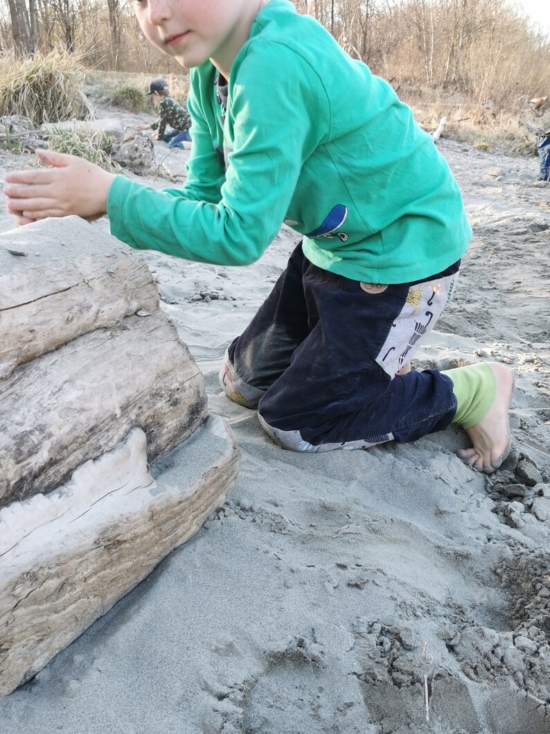 Pantalon en velours côtelé gris huître avec bordure softshell grise pantalon d'extérieur, pantalon d'aire de jeux, pantalon wax avec poches, GRUNNY image 8