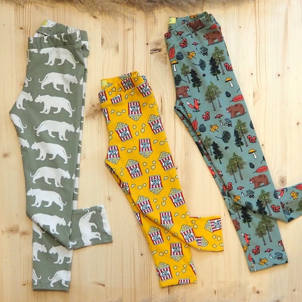 Legging unisex Kinder, Tiger, Popcorn und Waldtiere