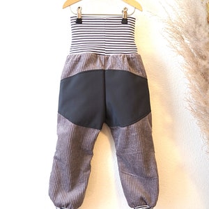 Pantalon en velours côtelé gris huître avec bordure softshell grise pantalon d'extérieur, pantalon d'aire de jeux, pantalon wax avec poches, GRUNNY image 4