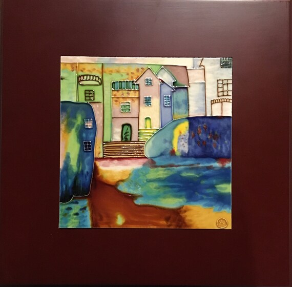 Ceramic Tile Art with Frame Hand Painted Decorative Tile Etsy