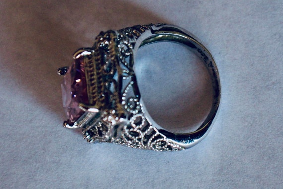 Beautiful sterling  silver ring with pink crystal - image 3