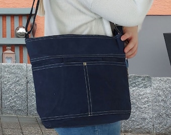 Vegansk axelväska för kvinnor. Denna hållbara axelväska är tillverkad av 100 % bomull/canvas. Stor tygväska, en utmärkt presentidé för kvinnor.