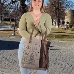 Damen Tasche Umhängetasche, Segeltuch Crossbody, große Vintage Tasche, Schultertasche,  Handtasche aus Canvas & Leder. Nachhaltige Produkte