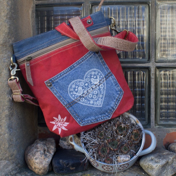 traditional bag, dirndl bag, vintage bag, shoulder bag, shoulder bag, crossbody, handle bag, small shoulder bag, heart