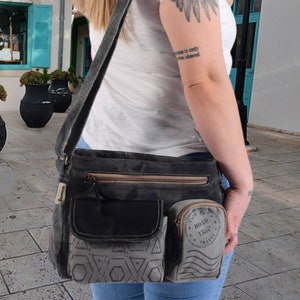 Sunsa Handtasche Damen Umhängetasche aus Canvas & Leder. Tasche in Vintage Stil. Crossbody Bag-Große Kapazität mit mehreren Fächern