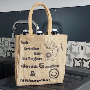 Flaschentasche. Vegane Bierträger / Dosen & Flaschenträger 6 Flaschen.100% Jute Tragetasche mit Trennwänden, Biertasche Geschenke für Männer