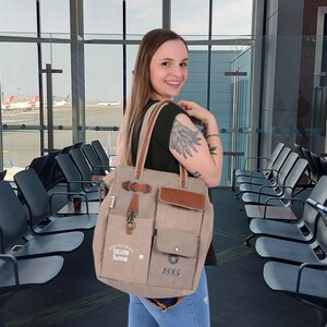 Sunsa Damen Handtaschen. Tasche aus Canvas & Leder. Nachhaltige Schultertasche. Vintage Handgelenktasche mit viele Fächer. XXL Shopper