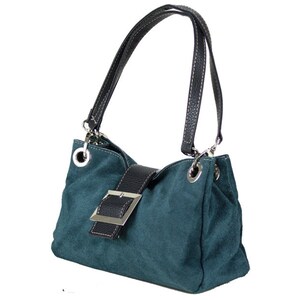 shopper handbag shoulder bag suede bag green image 4