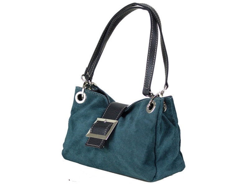 shopper handbag shoulder bag suede bag green image 4