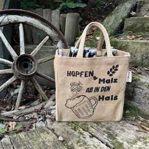 Flaschentasche. Vegane Bierträger / Dosen & Flaschenträger 6 Flaschen.100% Jute Tragetasche mit Trennwänden, Biertasche Geschenke für Männer