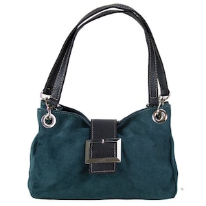 shopper handbag shoulder bag suede bag green image 1