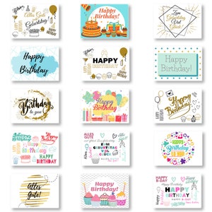 Conjunto de 15 cartões de aniversário com envelopes, cartões postais de feliz aniversário, cartões de papel kraft para aniversários, cartões postais como cartões comemorativos