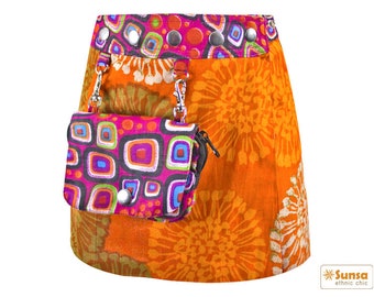 Sunsa Kids Skirt Mini Skirt Wrap Skirt Summer Skirt Cotton children skirt, size is variable Adjustable with press studs