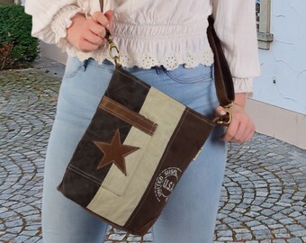 Schoudertas, crossbody, kleine schoudertas, handvattas, canvas tas, vintage tas, retro, zwarte tas, katoenen tas