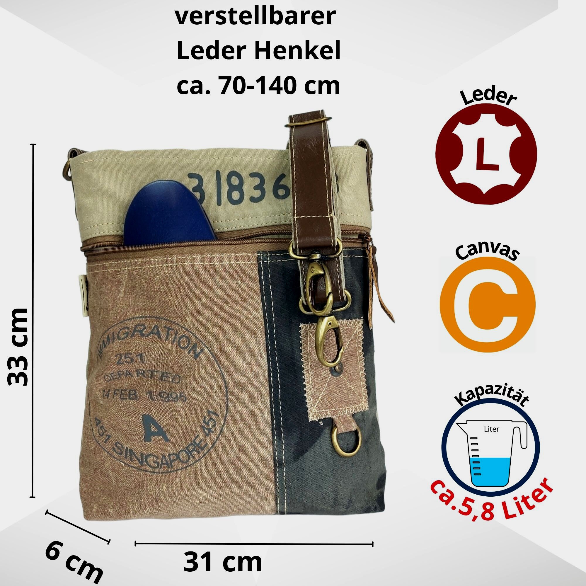 Sac bandoulière en cuir marron – Made in Italy – vintage patiné - Accessoires & Bagagerie Sac bandoulière en cuir marron – Made in Italy – vintage patiné - Accessoires & Bagagerie