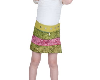 Sunsa Kids Skirt Mini Skirt Wrap Skirt Summer Skirt Cotton children skirt, size is variable Adjustable with press studs