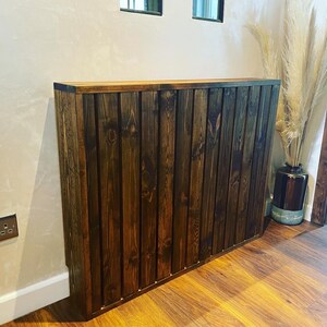 Pinterest Inspired Wide Slat Vertical Radiator Cover- Made to measure Dark Oak