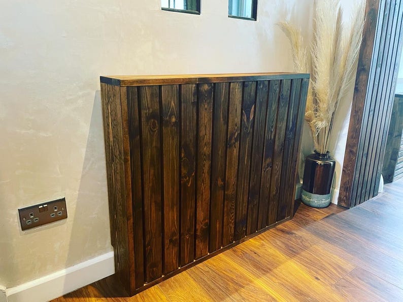 Pinterest Inspired Wide Slat Vertical Radiator Cover- Made to measure Dark Oak